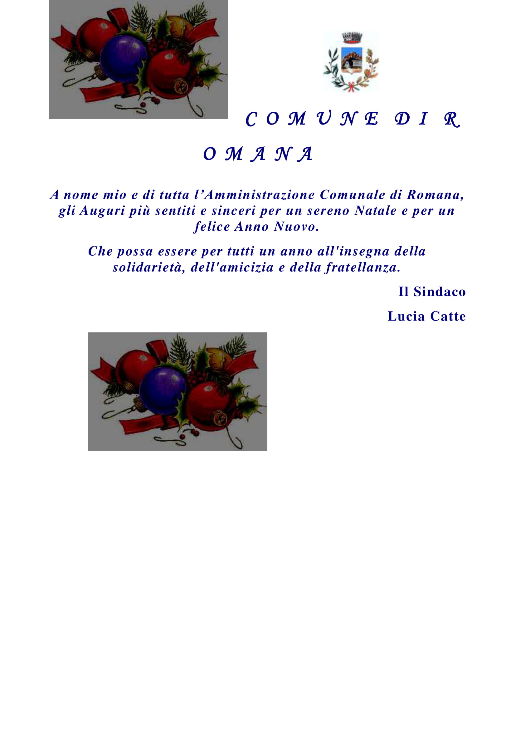 C O M U N E D I R O M A N A AUGURI DI NATALE