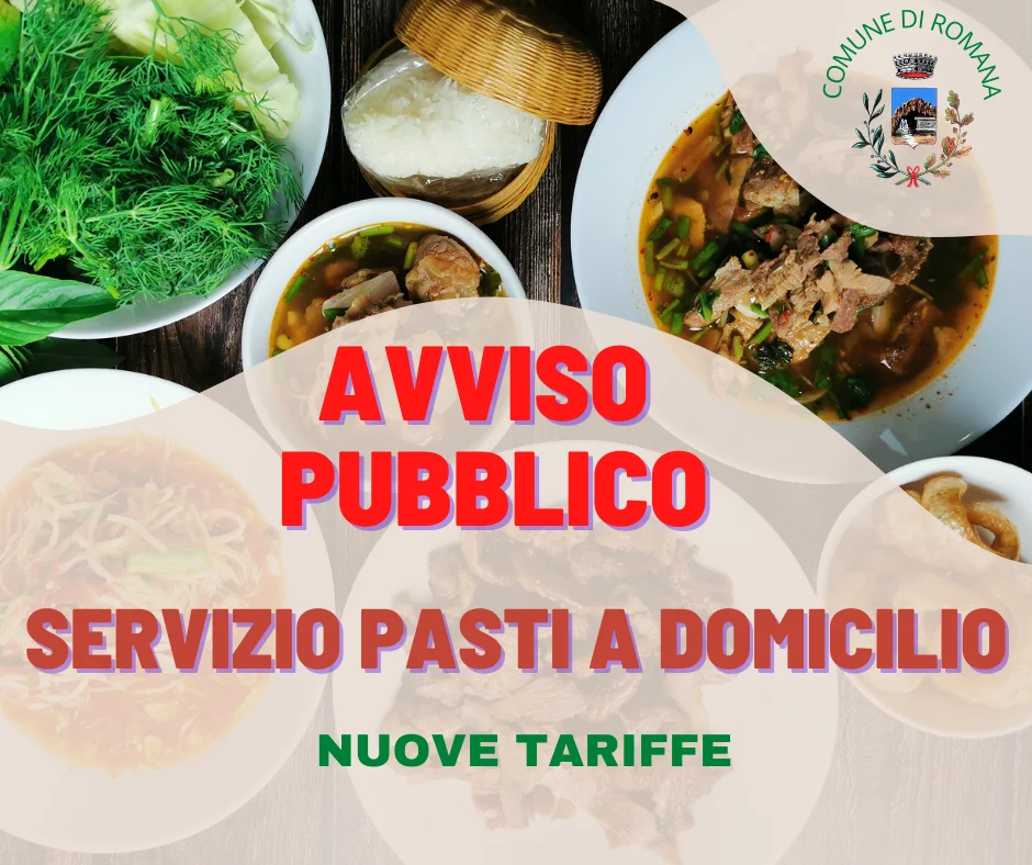 AVVISO PUBBLICO: NUOVE TARIFFE PASTI A DOMICILIO